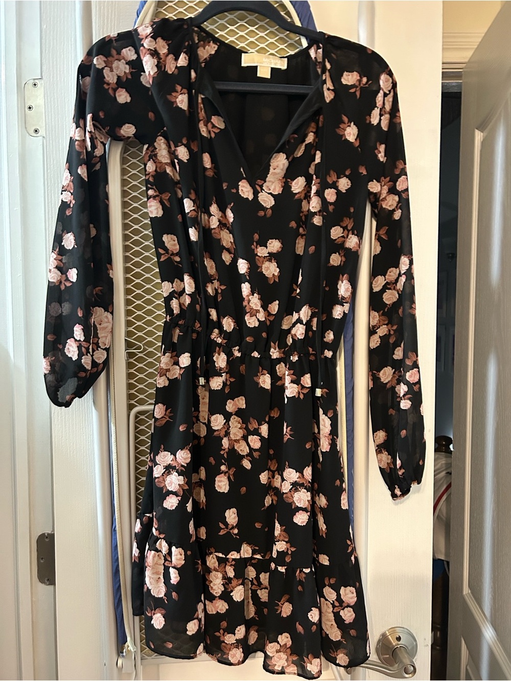 Michael Kors Black Long Sleeve Dress with Blush Floral Print
